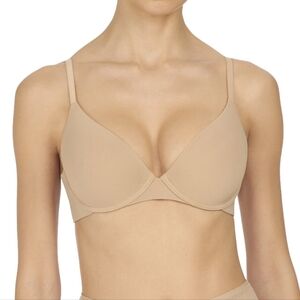 Natori Minimal Plunge Push-Up T-Shirt Bra. Cafe/Beige Color. Size 30D